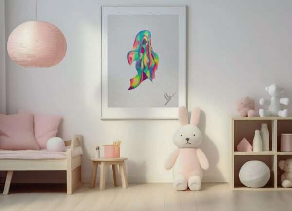 Druck einer abstrakten Silhouette in Neonfarben – farbintensives Kunstwerk von Nia Moody10