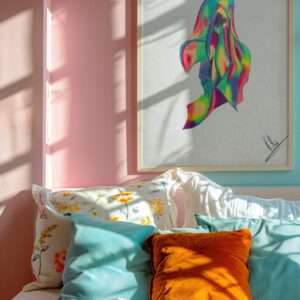 Druck einer abstrakten Silhouette in Neonfarben – farbintensives Kunstwerk von Nia Moody8