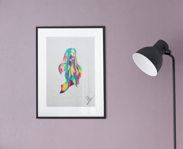 Druck einer abstrakten Silhouette in Neonfarben – farbintensives Kunstwerk von Nia Moody6