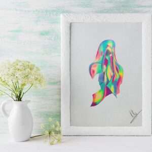 Druck einer abstrakten Silhouette in Neonfarben – farbintensives Kunstwerk von Nia Moody5