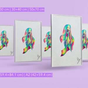 Druck einer abstrakten Silhouette in Neonfarben – farbintensives Kunstwerk von Nia Moody4