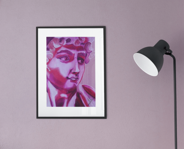 Porträtzeichnung in Rottönen auf grauem Papier – Kunstwerk „Michael“ von Jasmin Moody6