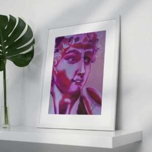 Porträtzeichnung in Rottönen auf grauem Papier – Kunstwerk „Michael“ von Jasmin Moody2