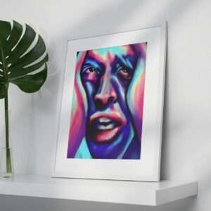 Digitales Porträt eines Gesichts in Blau, Pink und Violett - emotionale Kunst von Jasmin Moody1