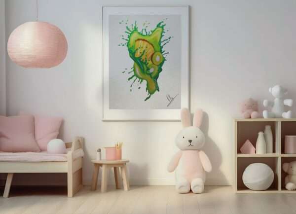 Druck tropischer Früchte mit Splash in Grün und Gelb – Kiwi und Ananas als farbenfrohes Kunstwerk von Nia Moody10